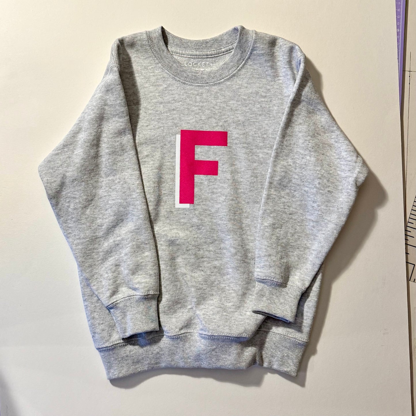 SALE Kids Personalised Pink Flock Initial Sweatshirt - 5-6 years