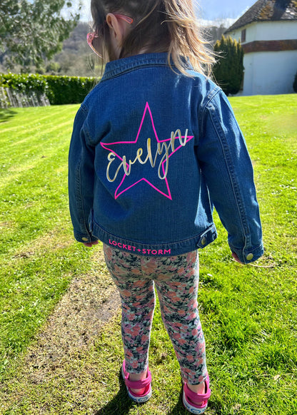 Baby / Kids Personalised Name Star Denim Jacket