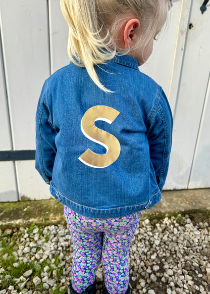 Baby / Kids Personalised Gold Initial Denim Jacket