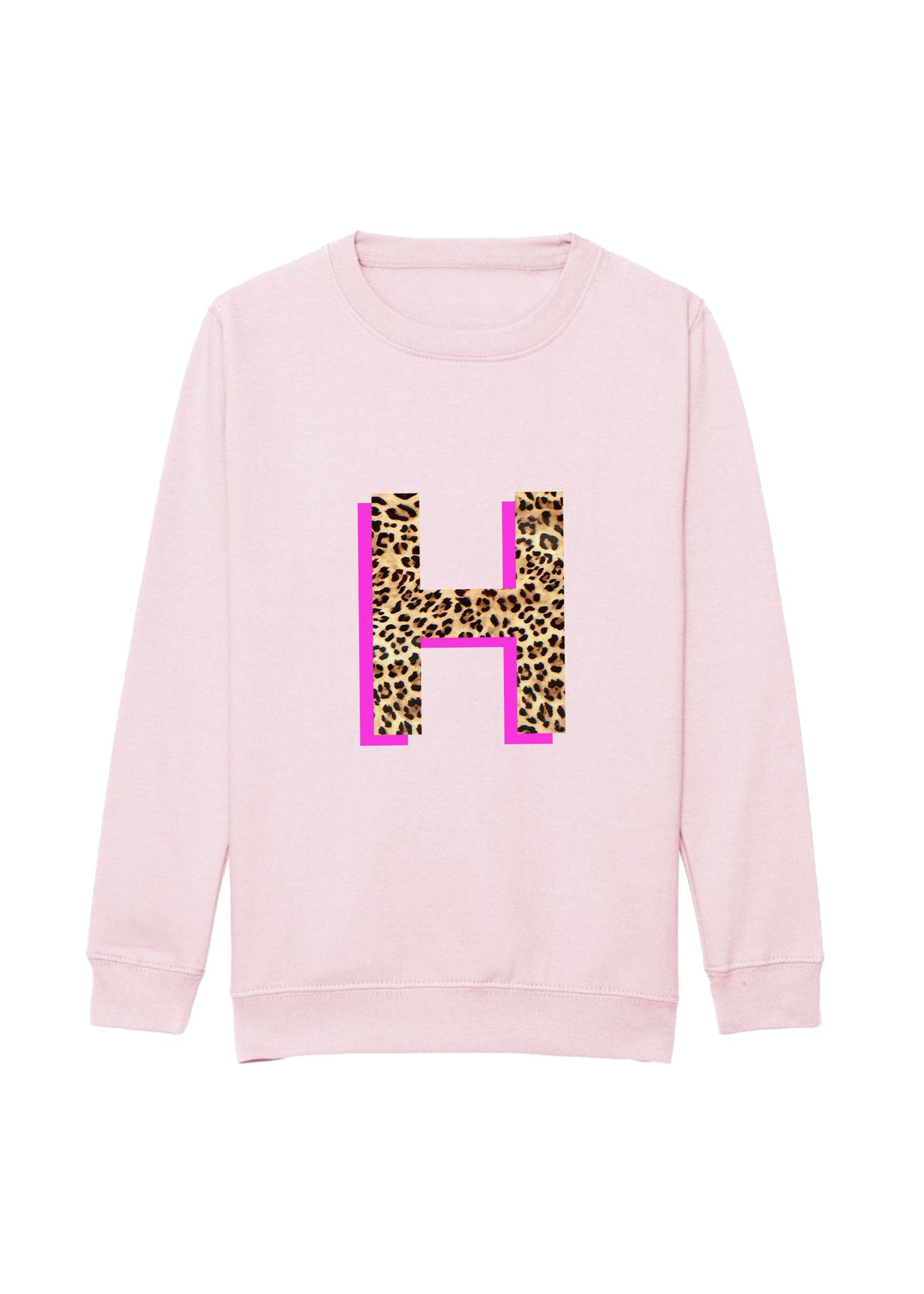 Kids Personalised Neon Leopard Print Initial Sweatshirt