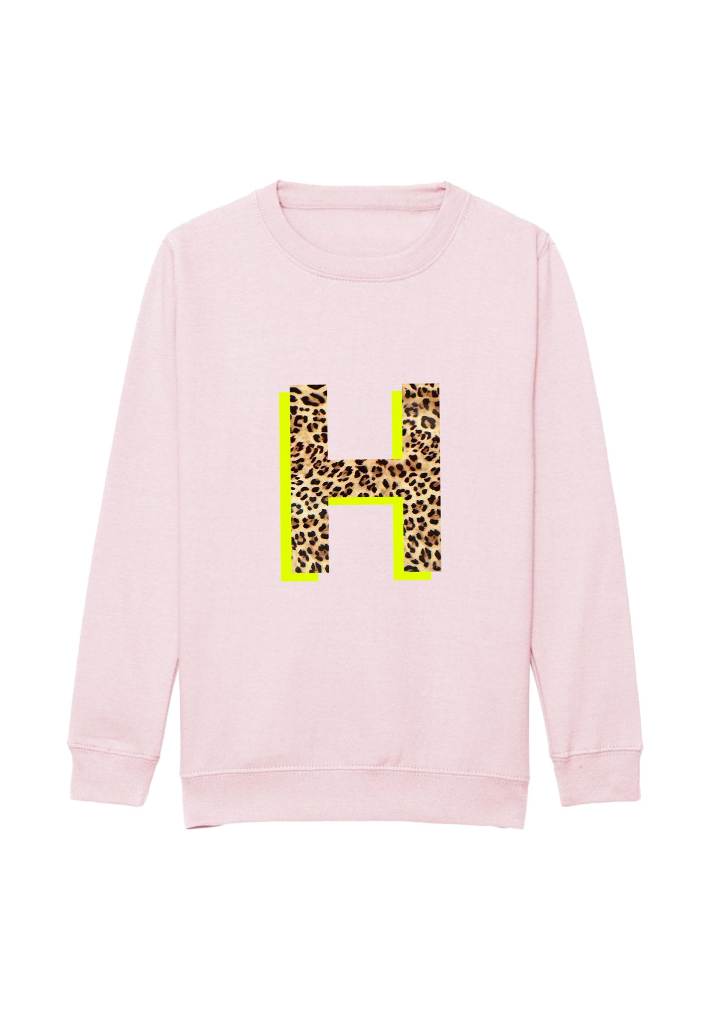 Kids Personalised Neon Leopard Print Initial Sweatshirt