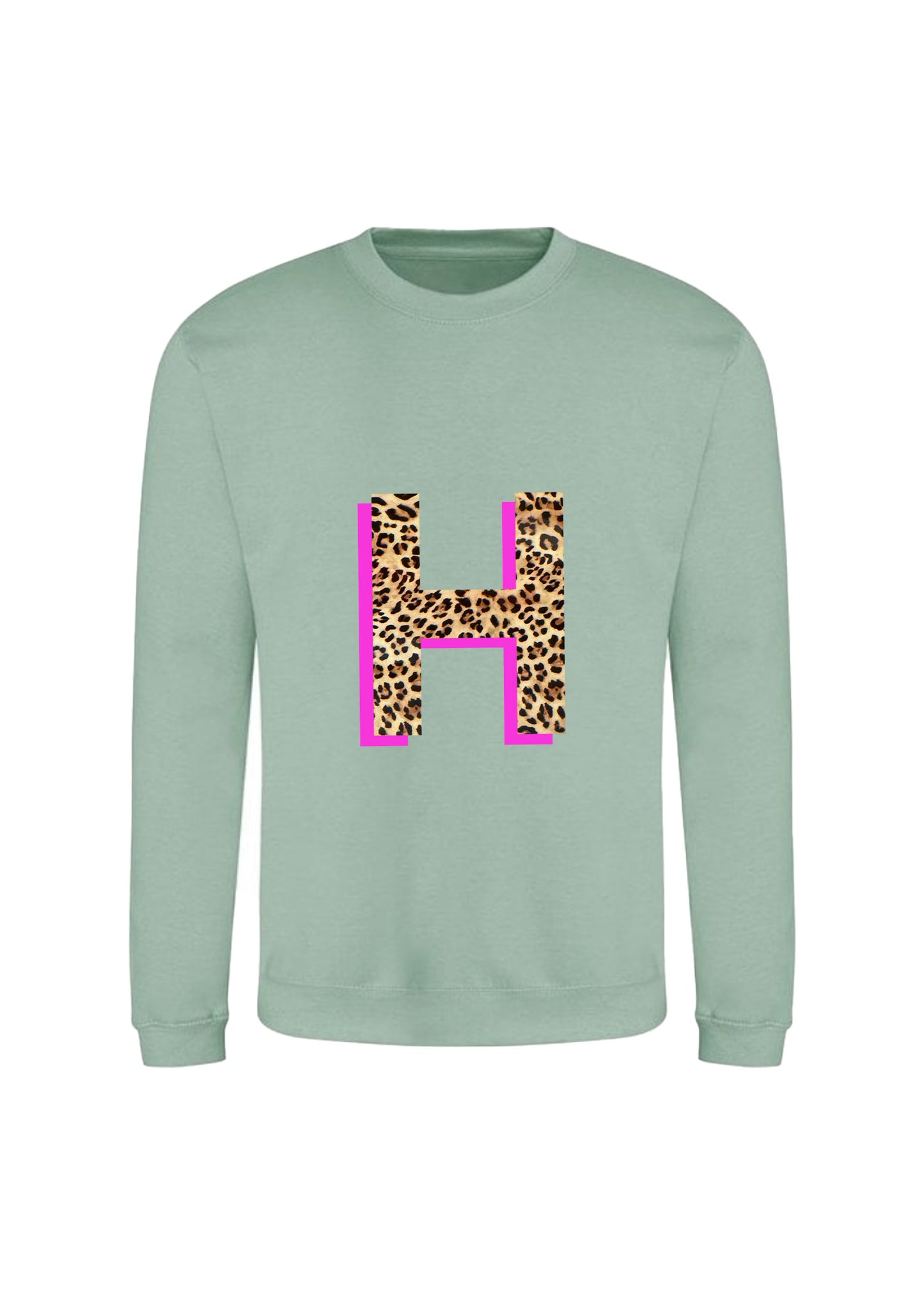 Kids Personalised Neon Leopard Print Initial Sweatshirt