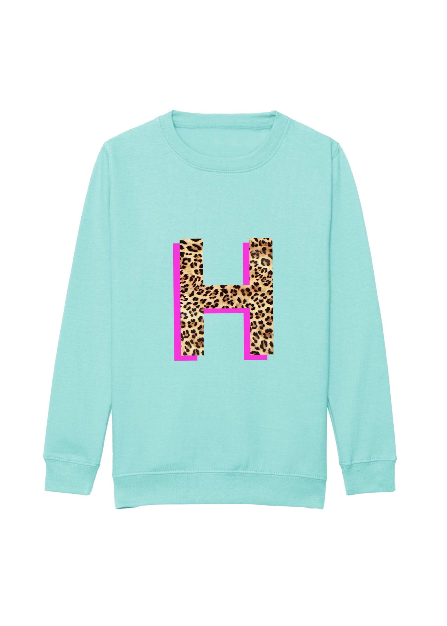 Kids Personalised Neon Leopard Print Initial Sweatshirt