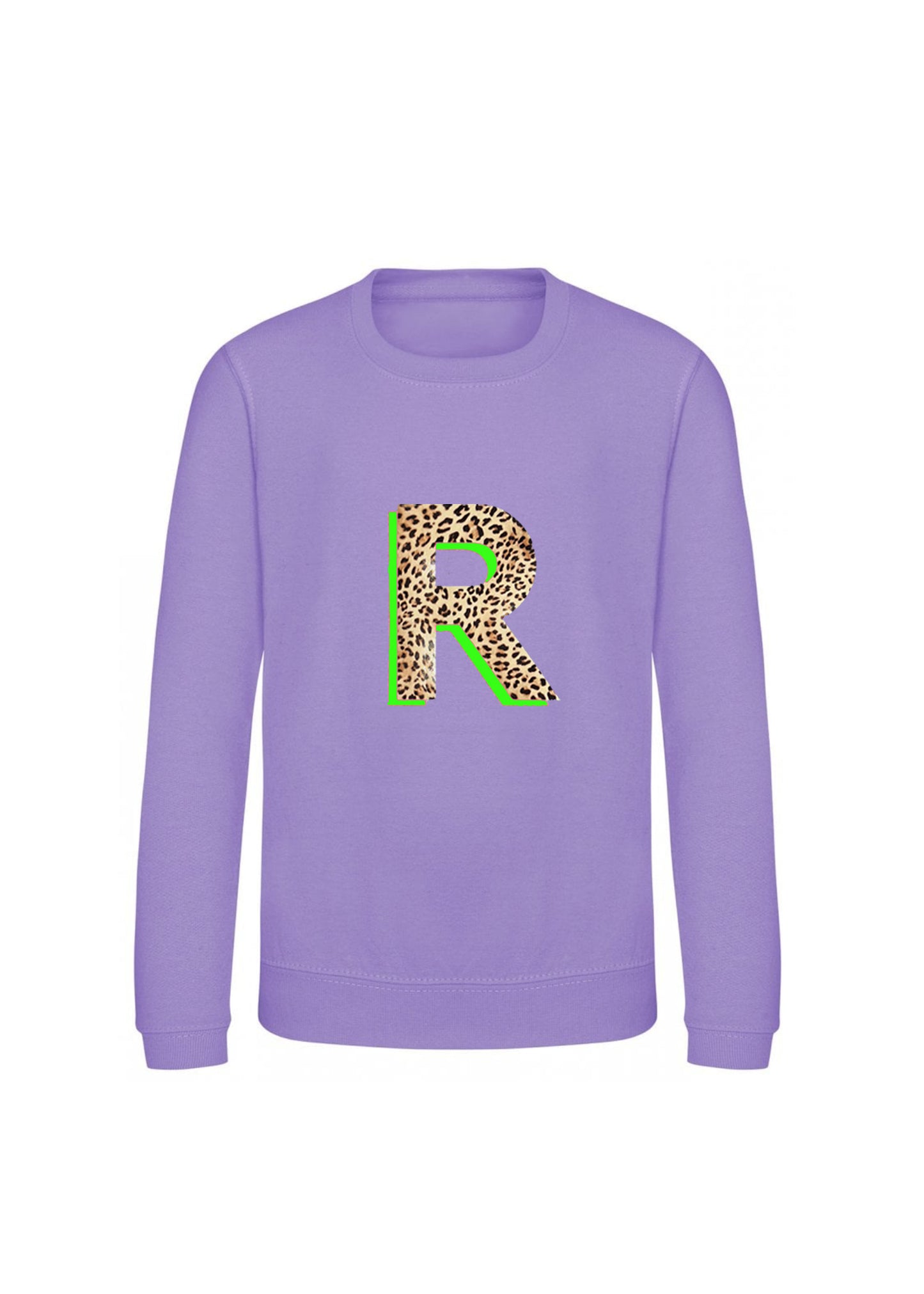 Kids Personalised Neon Leopard Print Initial Sweatshirt