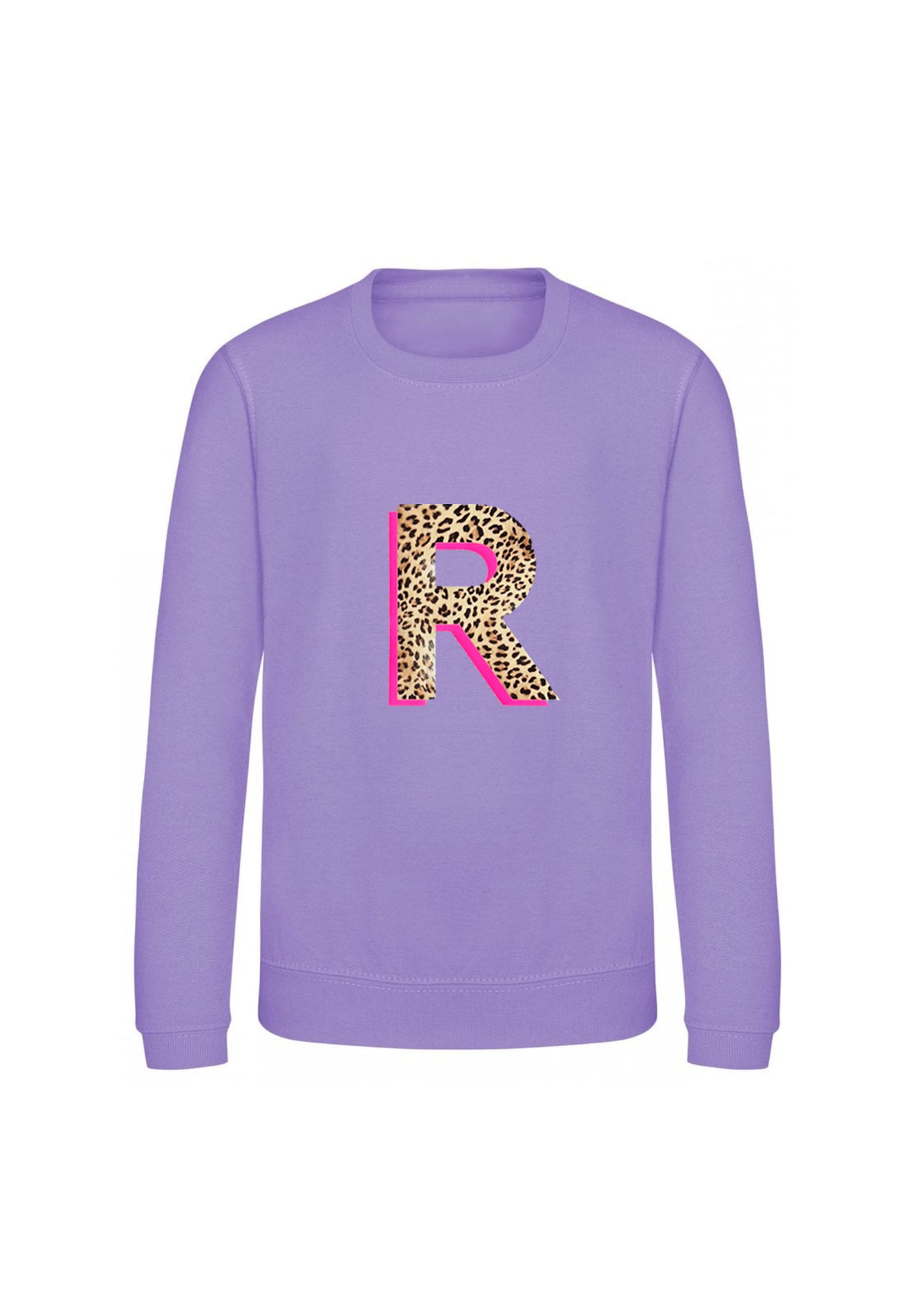 Kids Personalised Neon Leopard Print Initial Sweatshirt