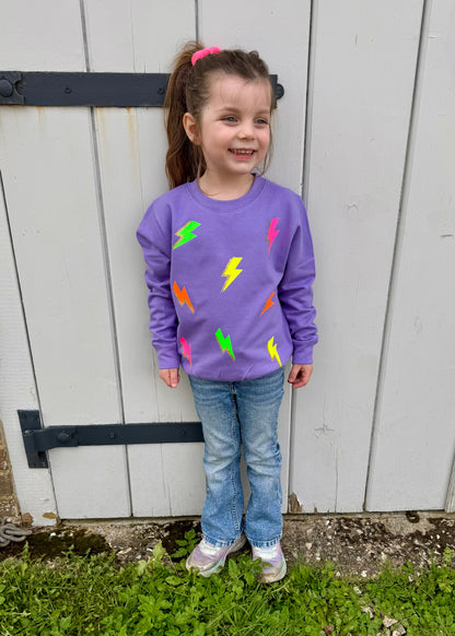 Kids Neon Lightening Bolt Sweatshirt