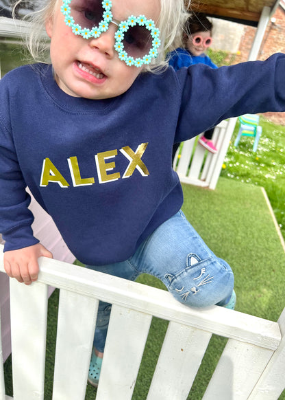 Kids Personalised Gold Name Sweatshirt