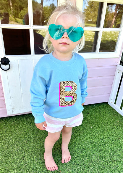 Adult Personalised Neon Leopard Print Initial Sweatshirt