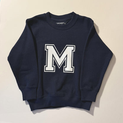 SALE Kids Personalised Varsity White Initial Sweatshirt - 3-4 years