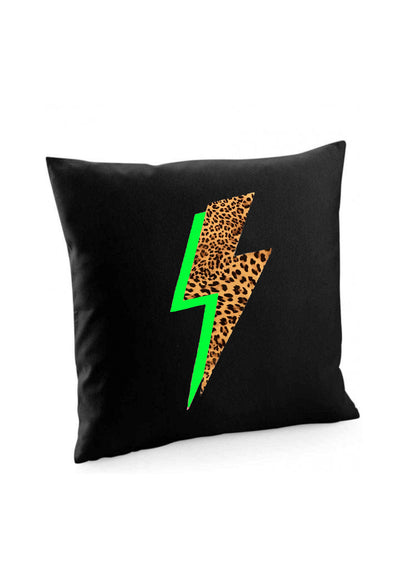 Neon Leopard Print Lightening Bolt Cushion