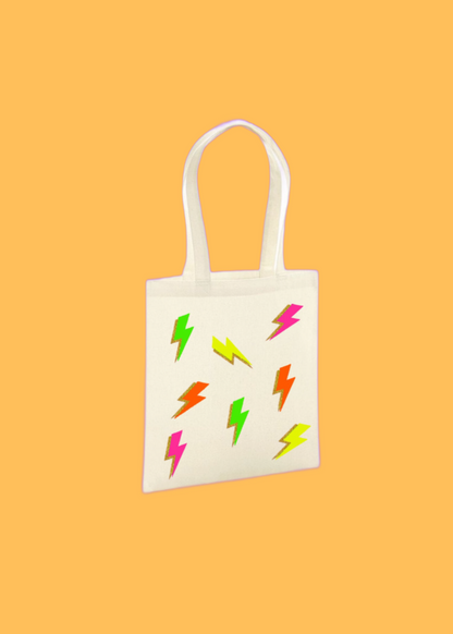 Neon Lightening Bolt Tote Bag