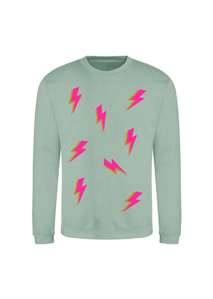 Adult Neon Pink Lightening Bolt Sweatshirt