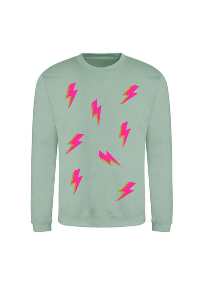 Kids Neon Pink Lightening Bolt Sweatshirt