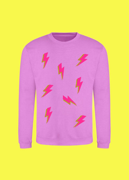 Adult Neon Pink Lightening Bolt Sweatshirt