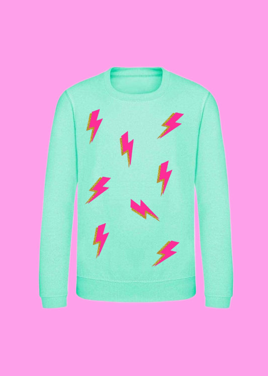Adult Neon Pink Lightening Bolt Sweatshirt