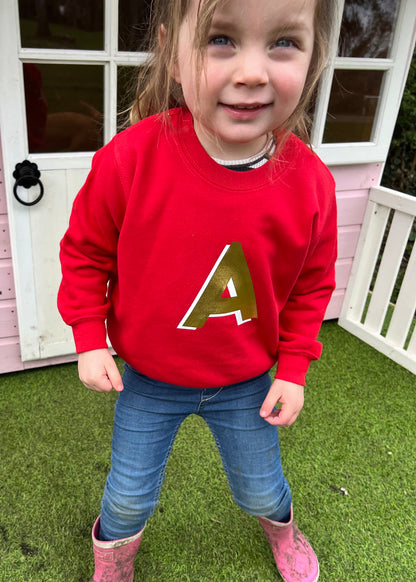 SALE Kids Personalised Gold Initial Sweatshirt - 3-4 years