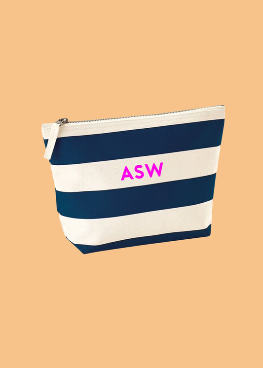 Personalised Initial Striped Wash Bag