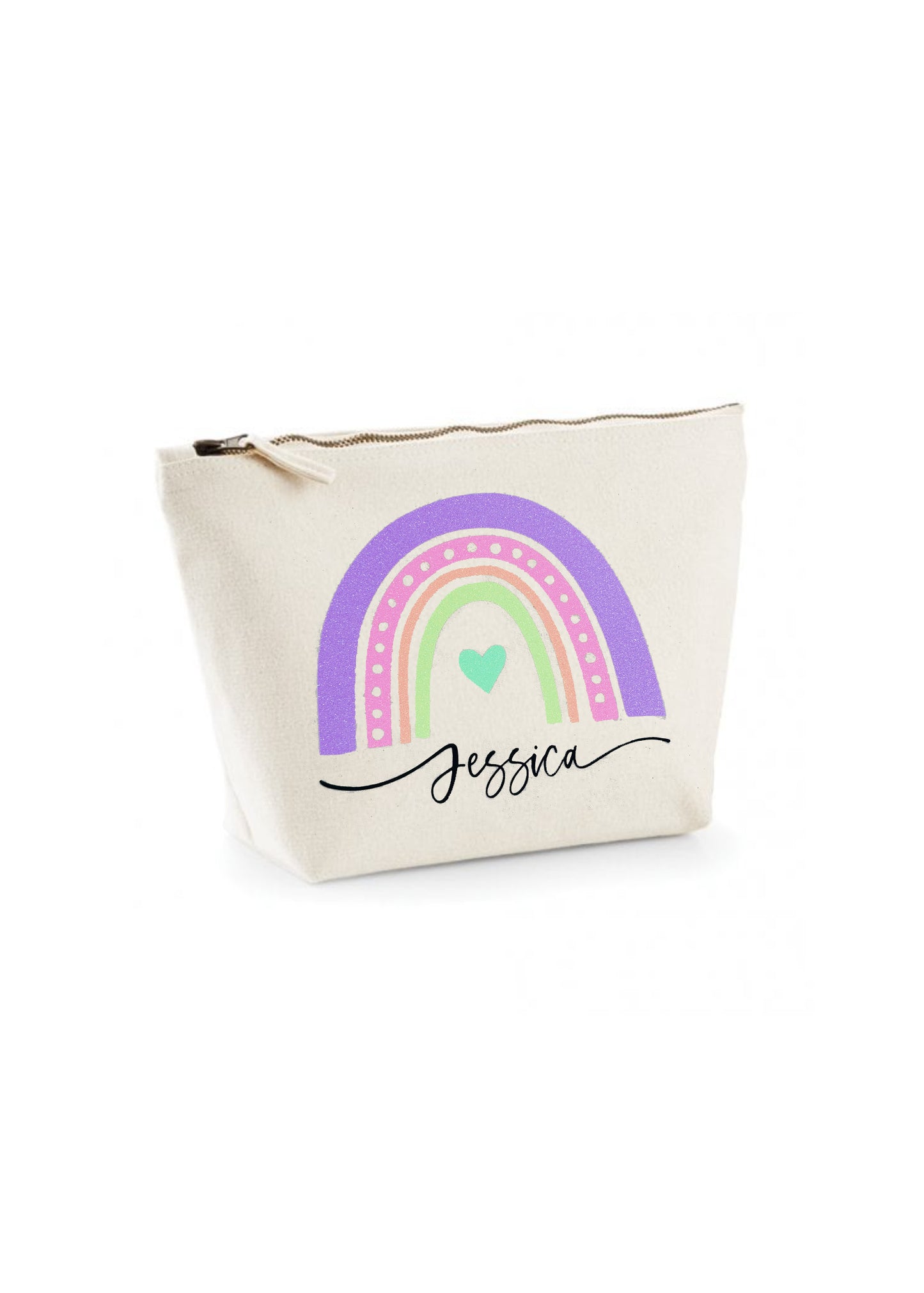 Personalised Glitter Rainbow Wash Bag